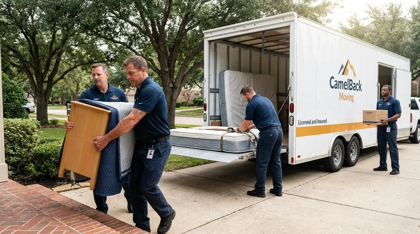 Crew loading residential truck for cross-state move from Sugarcreek, OH