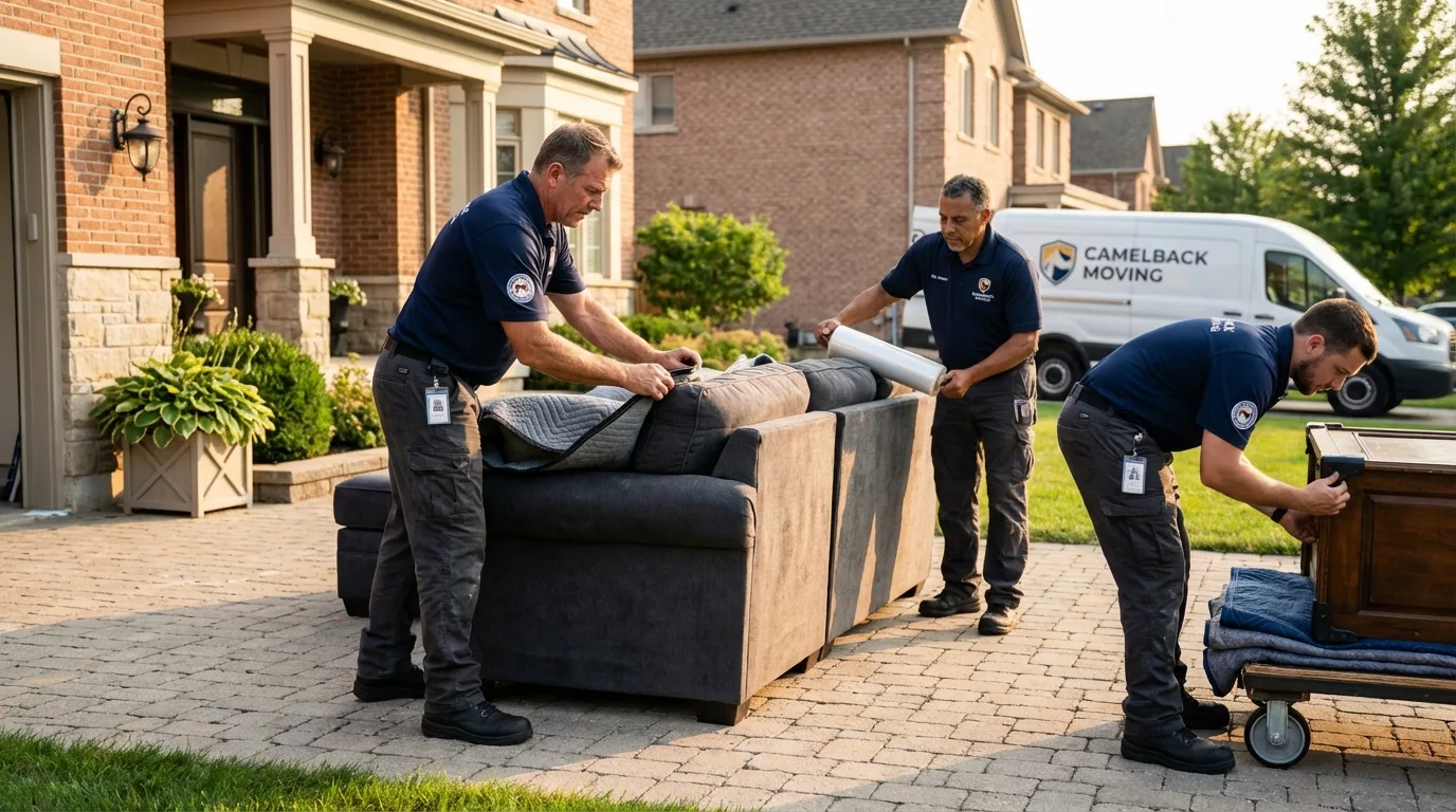Large estate moving crew wrapping furniture in Sugarcreek, OH