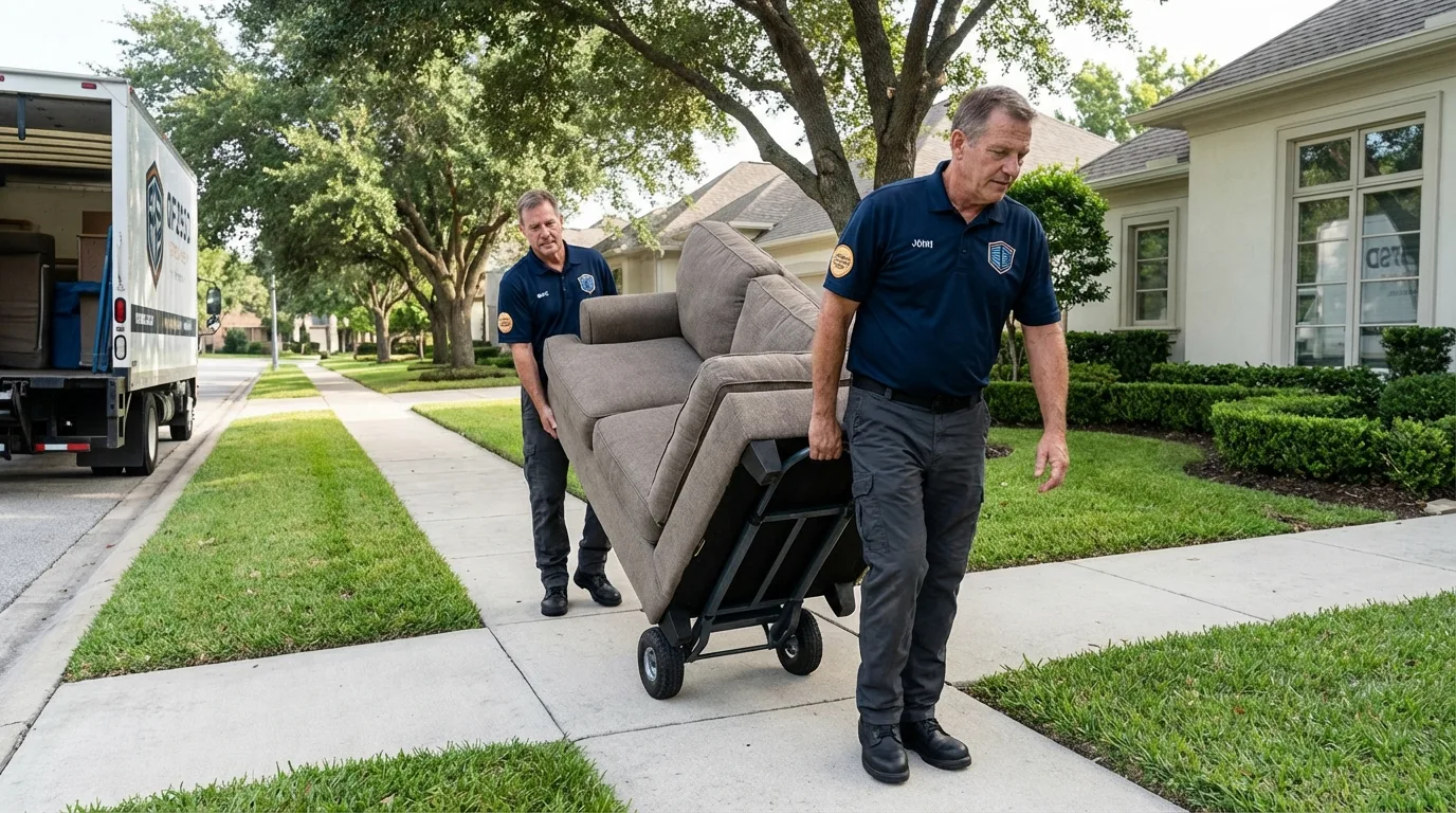 Local residential moving crew loading furniture in Sugarcreek, OH