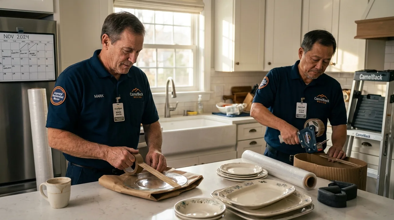 Professional crew packing kitchen dishware in Sugarcreek, OH