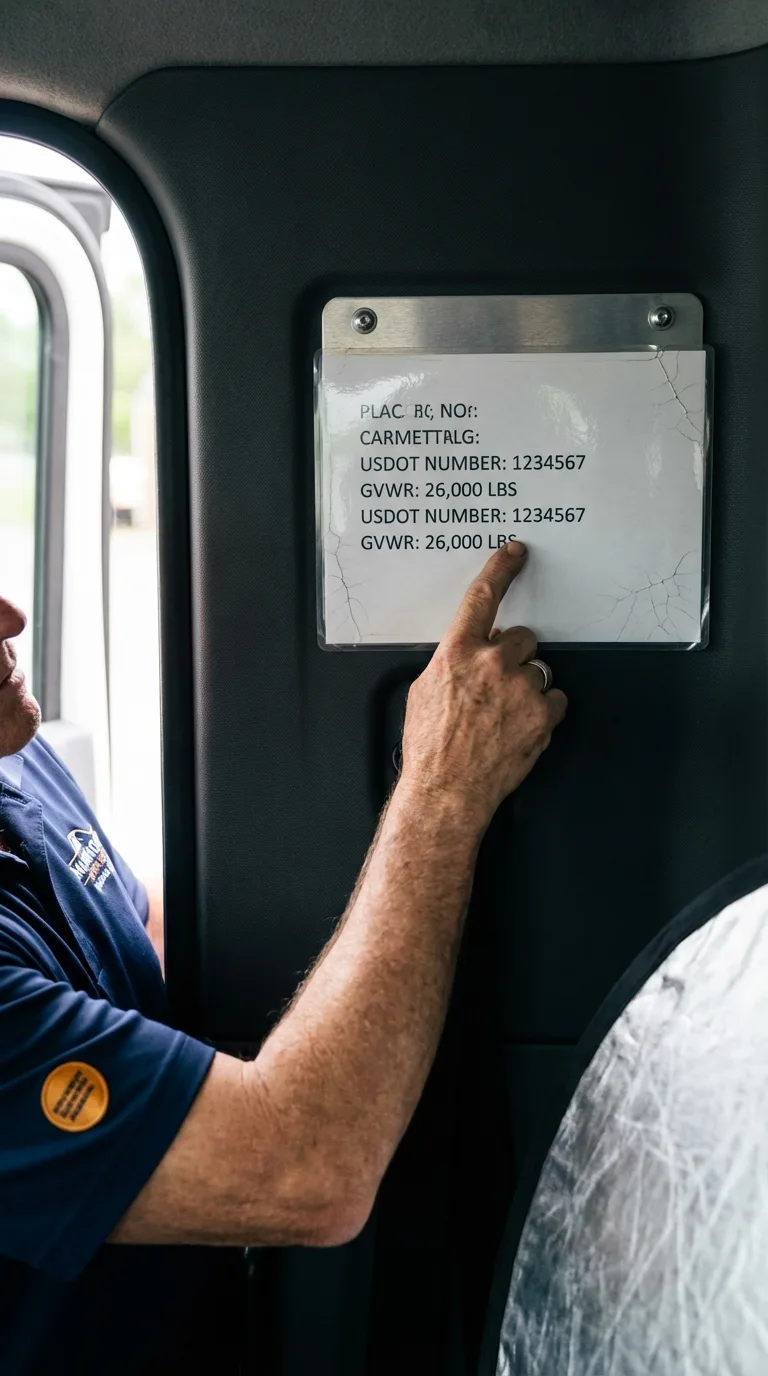 USDOT licensing placard verification in Sugarcreek